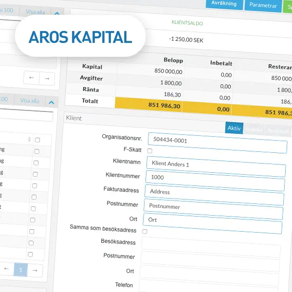 Aros Kapital project interface